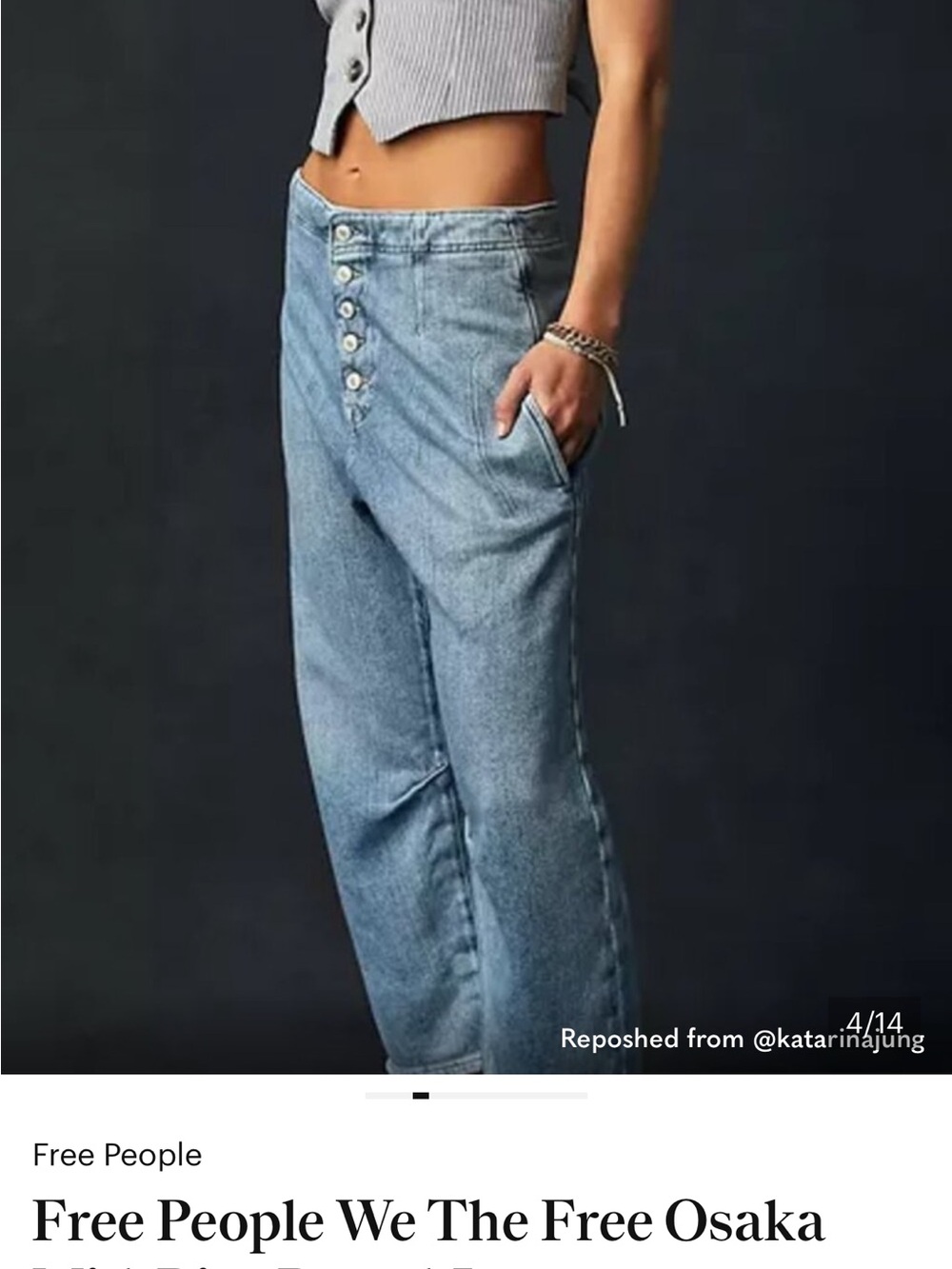 We The Free Light Blue Osaka Button-Fly Jeans